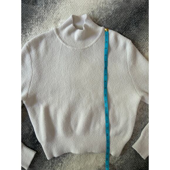 Zara Cropped Mock Neck Pullover Off White Soft Cozy Ribbed Sweater Size Medium - Picture 10 of 11